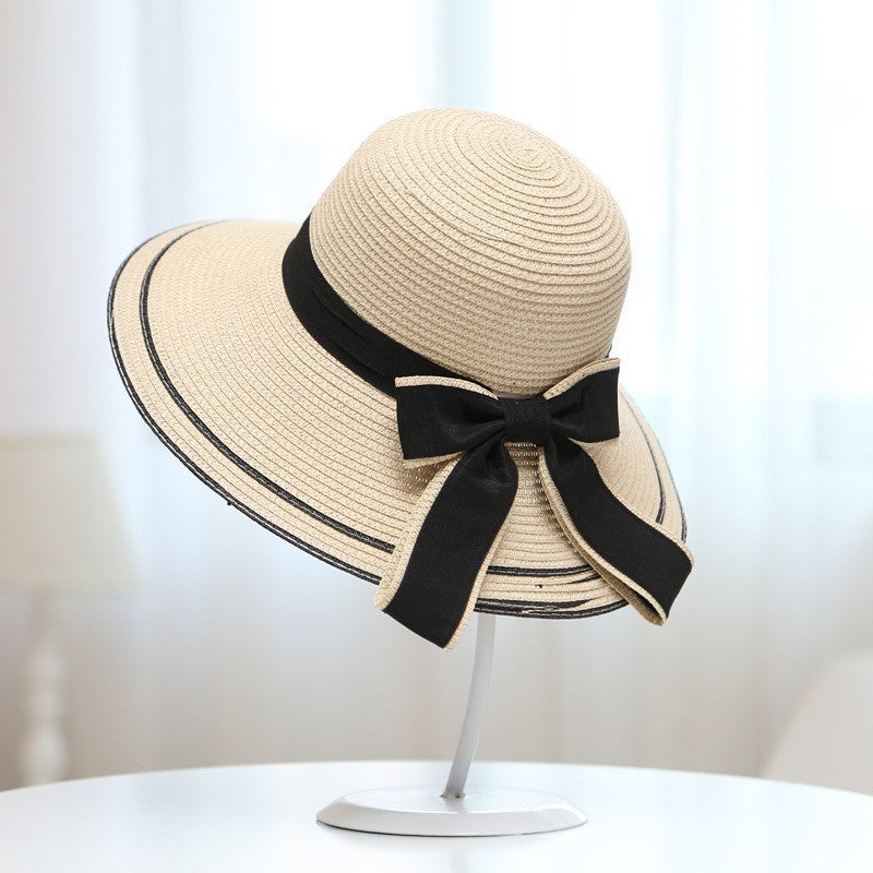 Wave-Edge Bow Wide-Brim Hat