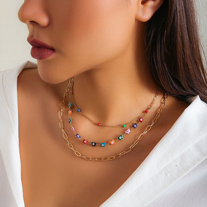 Colored Butterfly Eyes Collarbone Chain Necklace