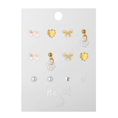 Heart Star and Moon Earrings Set 6-Piece Set