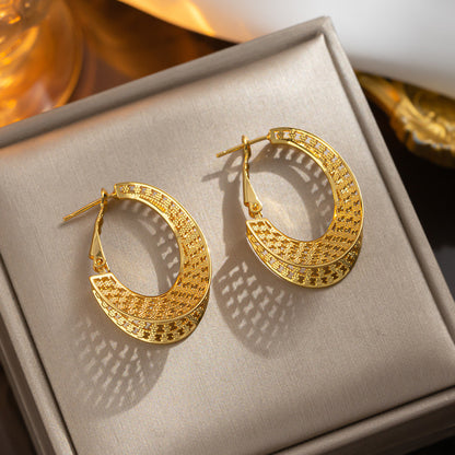 18K Gold Plated Hollow O-Shaped Earrings