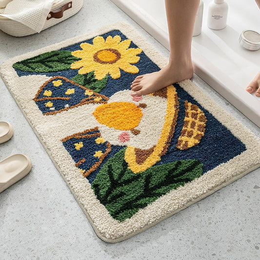 Cartoon Anti-Slip Mat, Absorbent Faux Wool Rug