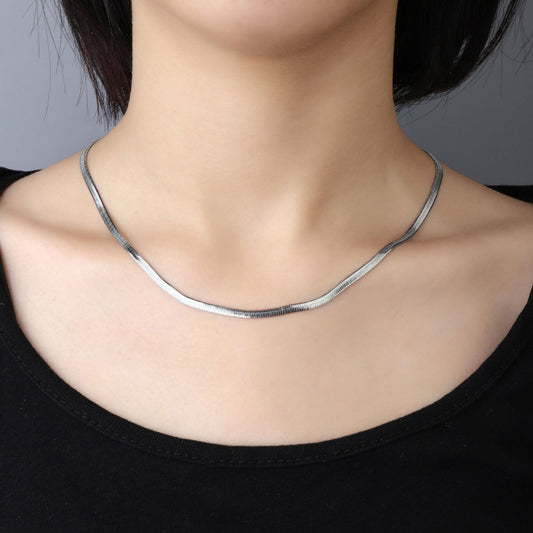 Titanium steel 3mm snake bone chain necklace