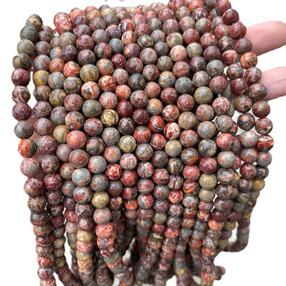 Natural red leopard skin stone loose beads