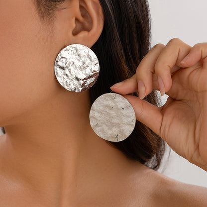 Round three-layer pleated flower stud earrings