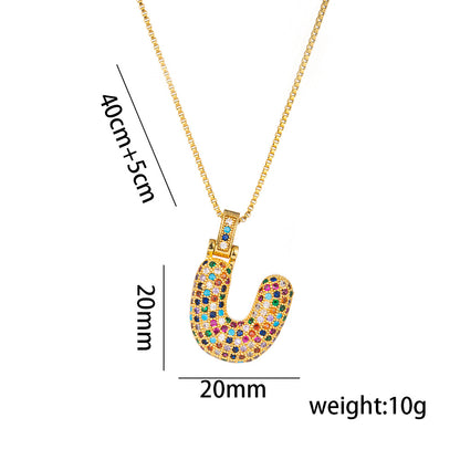 Colorful Zircon Letter Pendant Necklace for Amazon