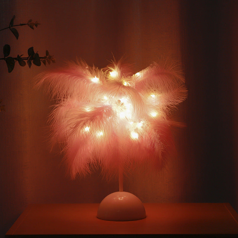 Feather lamp table lamp night light string