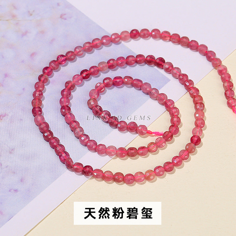 4Mm natural stone crystal cut round cake loose beads