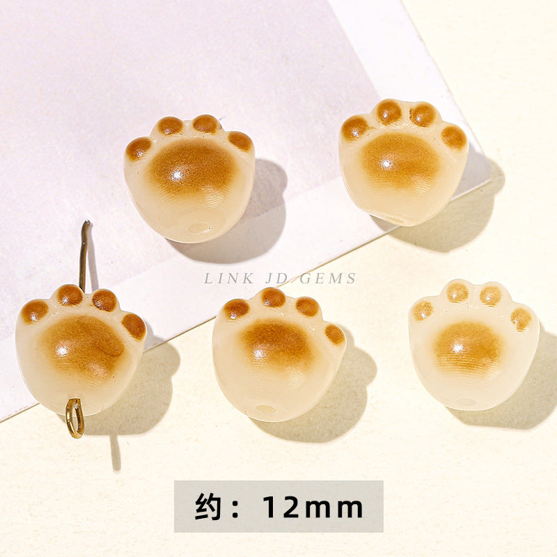 White Jade Bodhi Cat Claw Through Hole Loose Beads