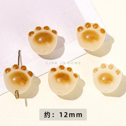 White Jade Bodhi Cat Claw Through Hole Loose Beads