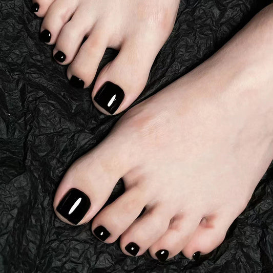 Glossy Black Toe Nails