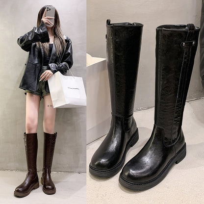 Thick Heel Platform Knight Boots