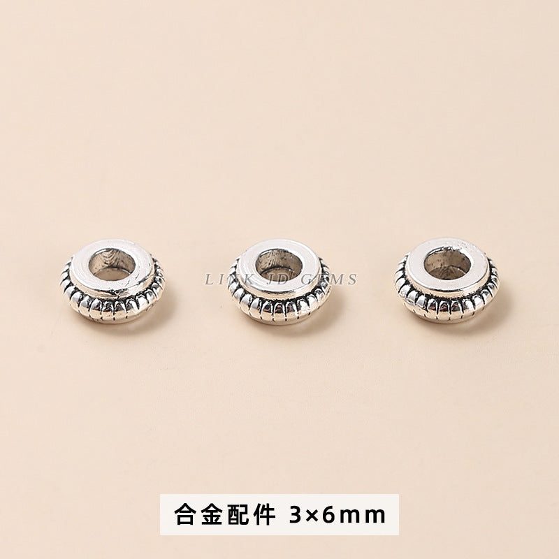 Tibetan silver zinc alloy disc with diamond bead spacer accessories