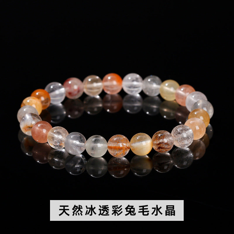 Pulsera de cristal de pelo de conejo de color natural 8A 