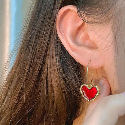 Pendientes de amor burdeos pendientes sencillos 