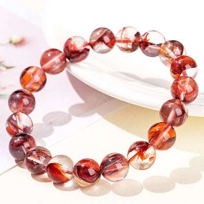 7A natural cow blood red glue flower crystal bracelet