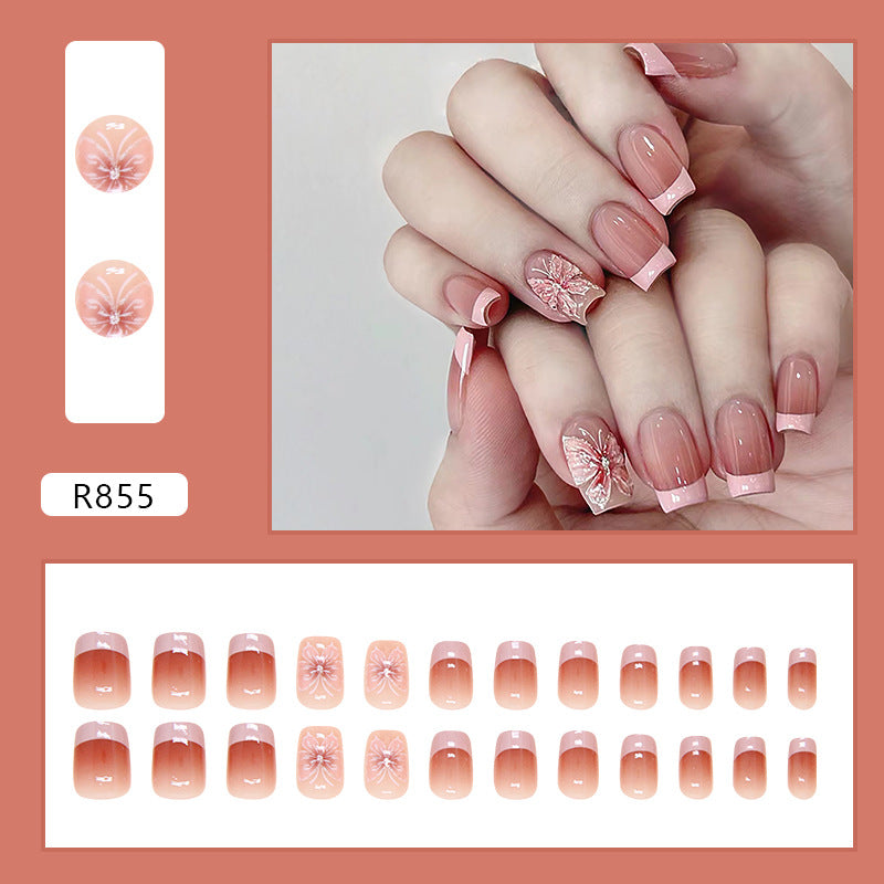 French Butterfly Short T Gradient Nail Stickers