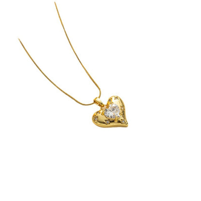 Chic Heart-Shaped Star Necklace with Micro Inlaid Zircon