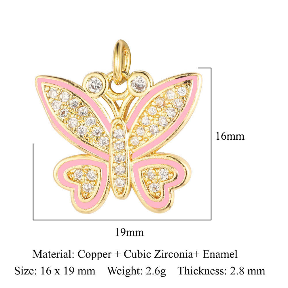 Heart-shaped copper zircon pendant bear snake scorpion