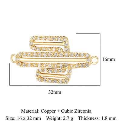 Cactus round zircon double hole copper accessories