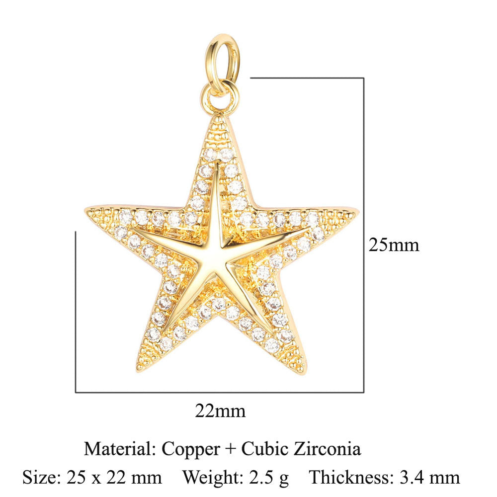 Pentagram copper zircon jewelry accessories pendant