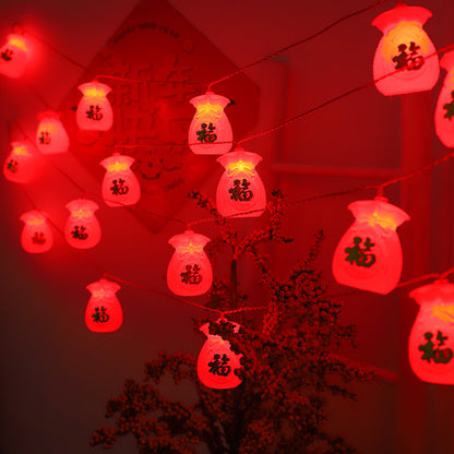 Solar LED Red Lantern Light String Decorative Lights