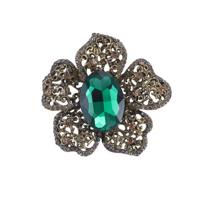 Crystal Flower Brooch