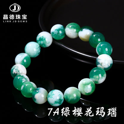 7A Green Cherry Blossom Agate Bracelet