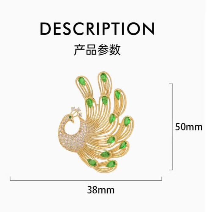 Emerald Crystal Phoenix Brooch