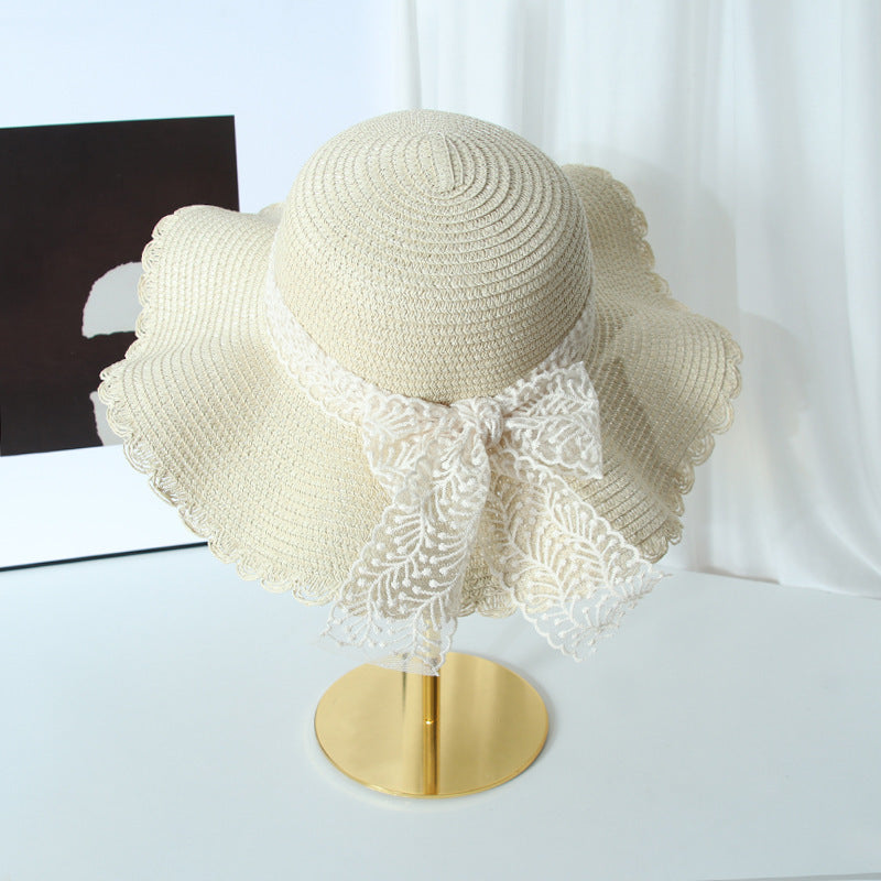 Lace Hat Trend Summer Sun Bow Wide Brim Beach