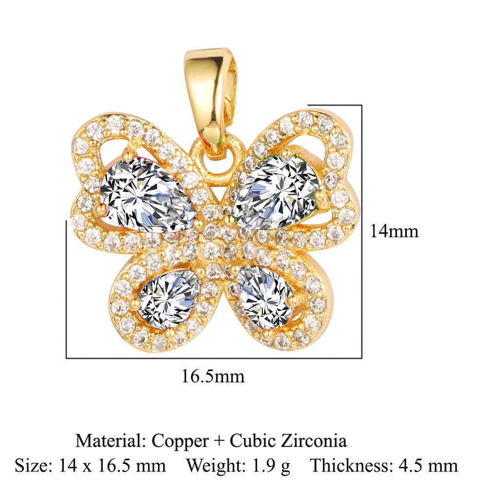 Copper zircon butterfly deer crystal pendant