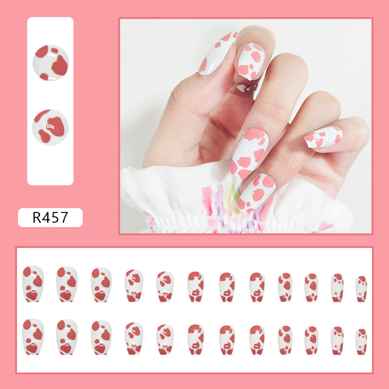 Cow Print Short Ballet Wearable Nails