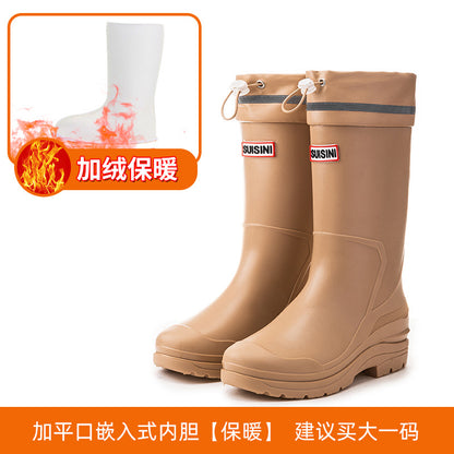 Tall tube waterproof rain shoes thick sole