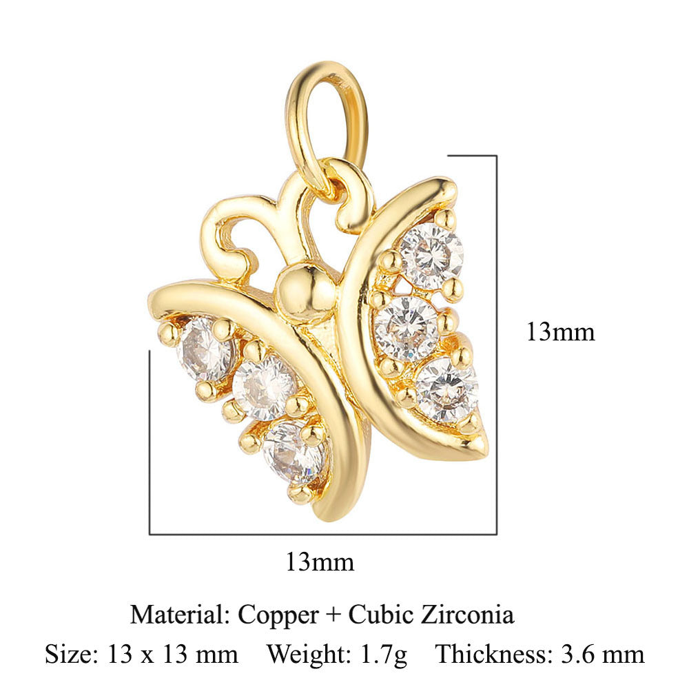 Copper zircon pendant butterfly dragonfly dolphin