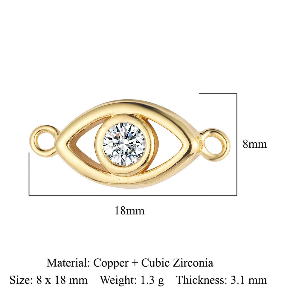 Cactus round zircon double hole copper accessories