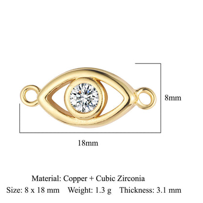 Cactus round zircon double hole copper accessories