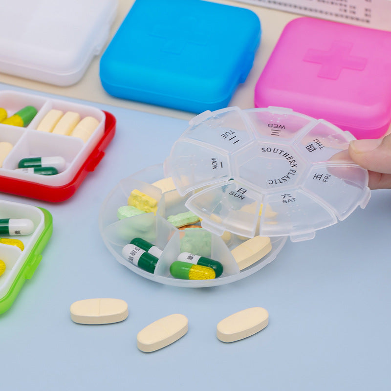 Cross-Shaped 4-Compartment Pill Box