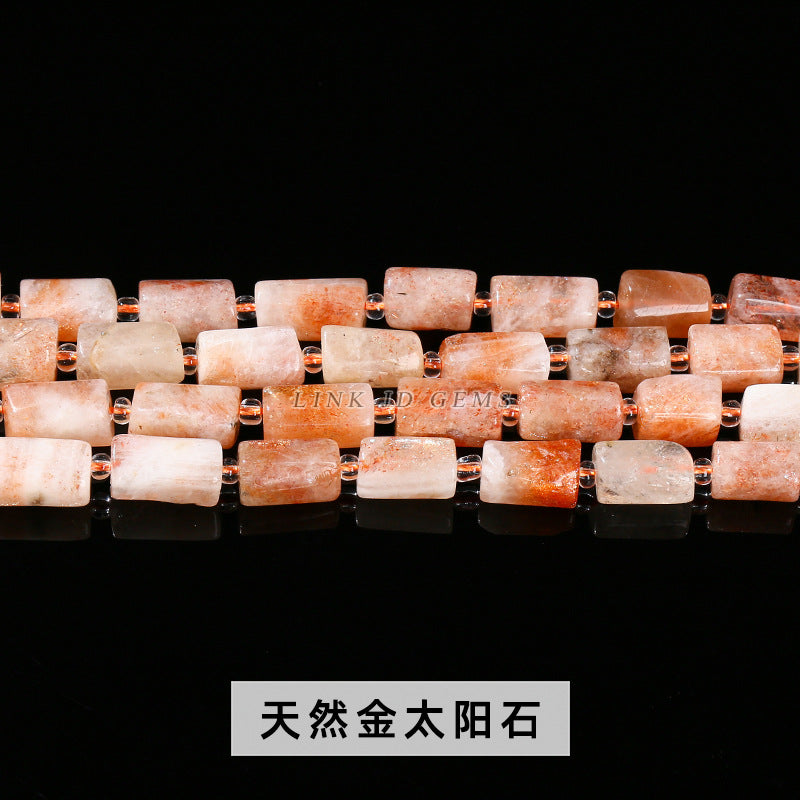 Natural stone crystal cut round tube beads loose beads