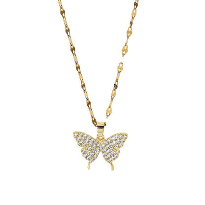 Butterfly necklace flash diamond