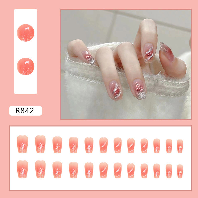 Blush Glitter Medium Long Ballerina Nail Stickers