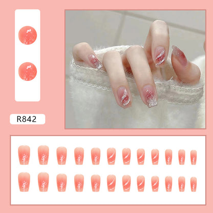 Blush Glitter Medium Long Ballerina Nail Stickers