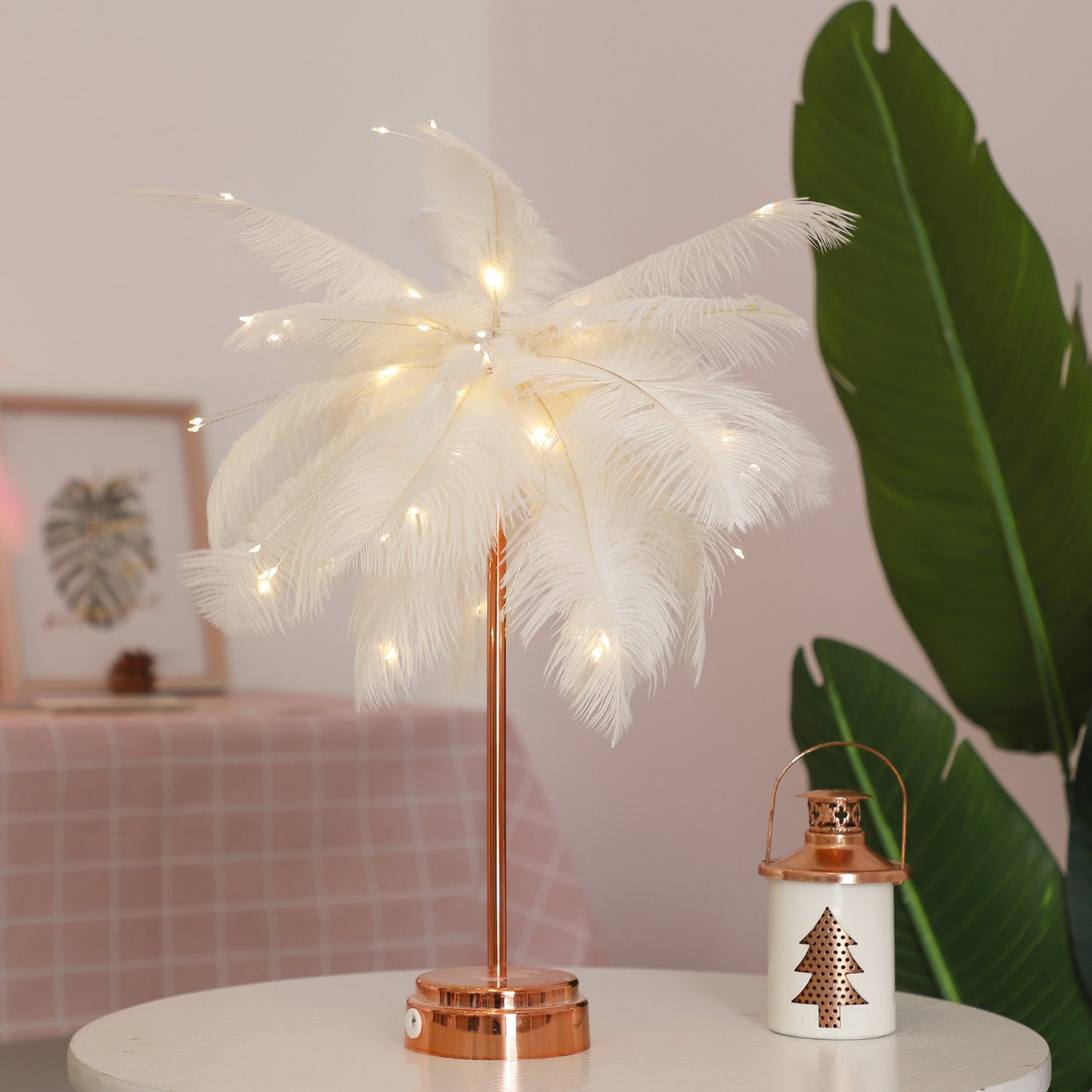 Feather lamp table lamp night light string