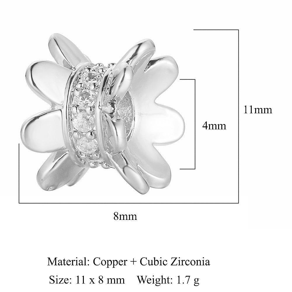 Flower Copper Micro-Inlaid Zirconia Beads Spacer Beads