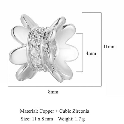 Flower Copper Micro-Inlaid Zirconia Beads Spacer Beads