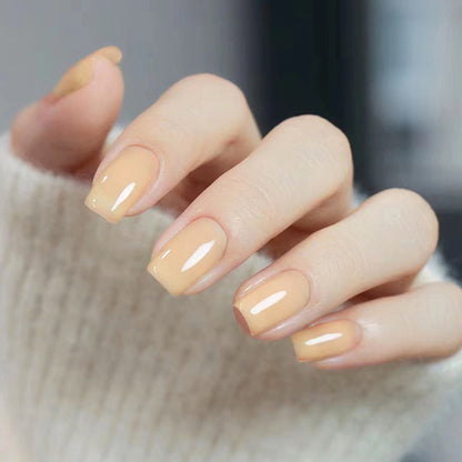 Goose Yellow Medium-Length Square Fake Nails