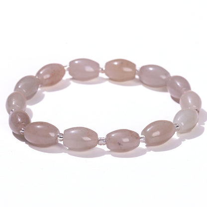 Natural white jade bucket bead bracelet