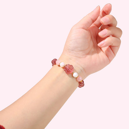 Natural strawberry crystal rose bracelet.