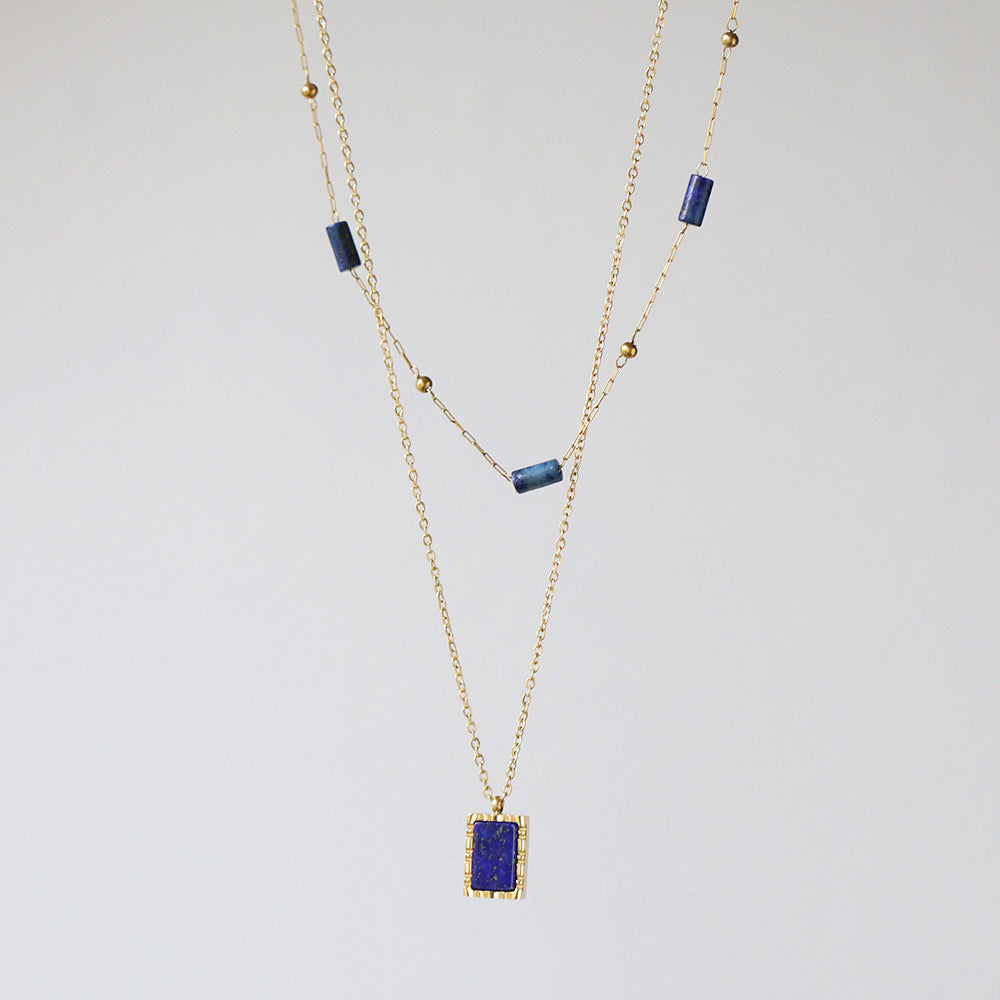 lapis lazuli pipe bead hand necklace