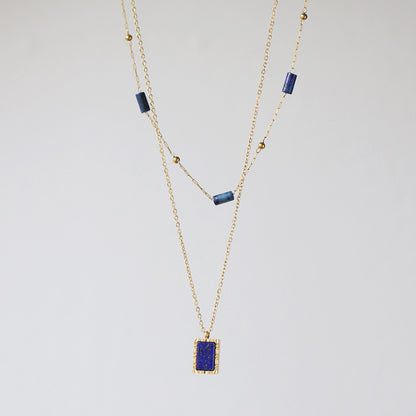 lapis lazuli pipe bead hand necklace