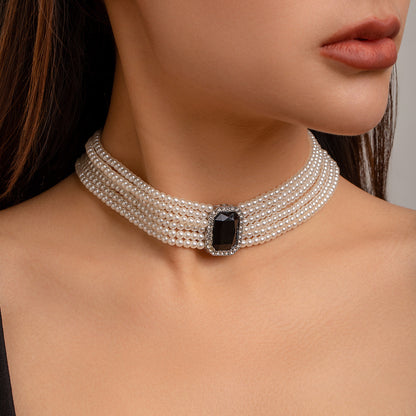 Multi-layered diamond necklace