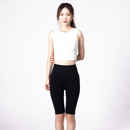 High waist peach hip fitness pants five-point pants yoga pants